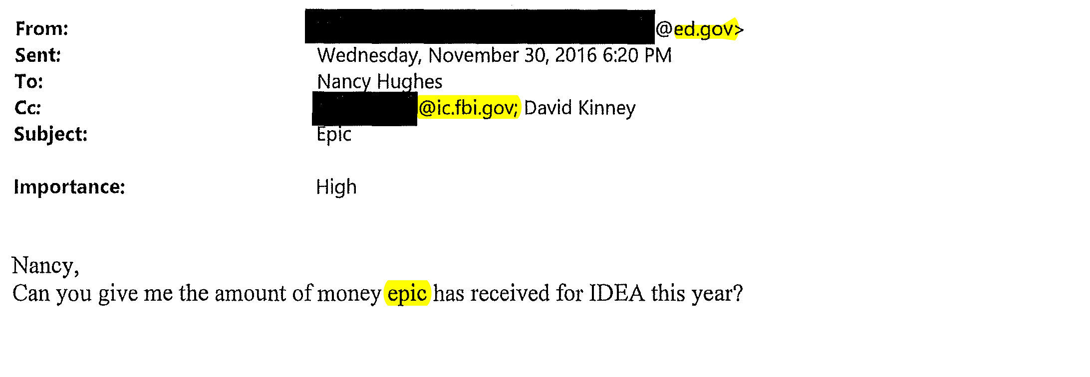 Epic Charter Schools investigation: Email dated Nov. 30, 2016